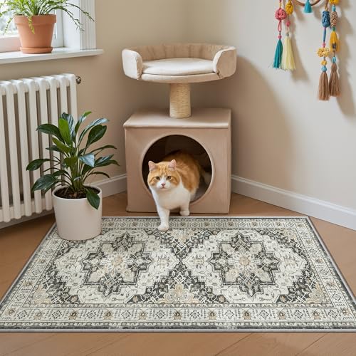 Madane Hallway Runner Rug - 2x5 Rug Runner Washable Runner Rugs Non-Slip Low-Pile Kitchen Runner Rug Laundry Room Rug Throw Carpet for Entrance Bedroom Living Room (2'x5', Black)