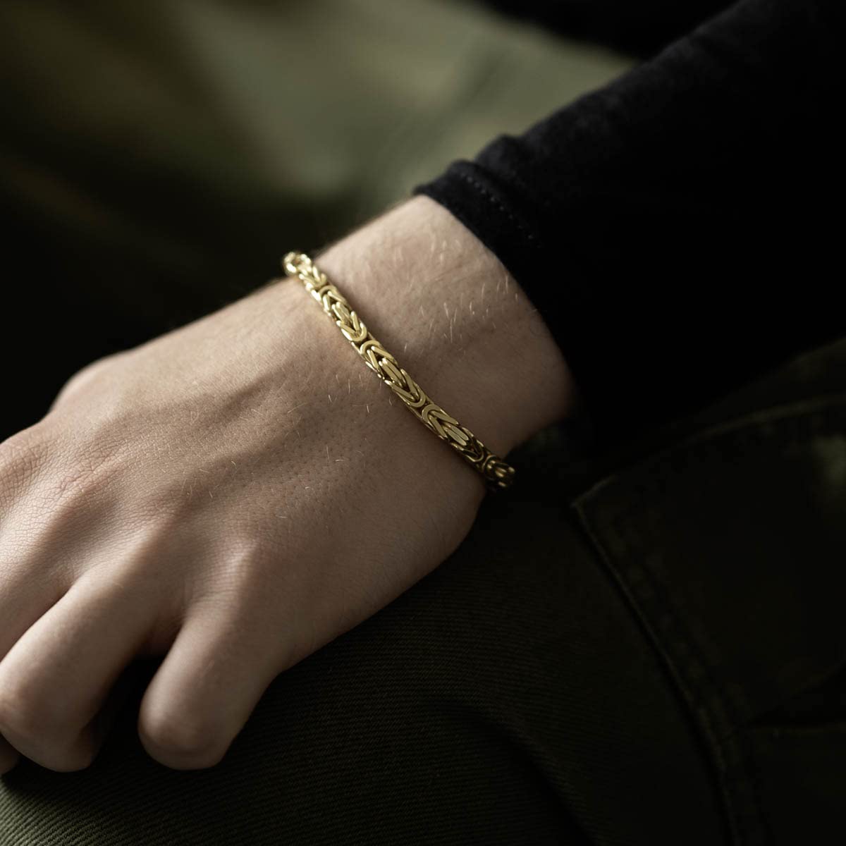 Königskette Gold Armband Herren 925 Silber 5mm breit vergoldet SA-145 | Massive Armkette aus 925 Sterling Silber mit wasserfester Vergoldung 19-24cm Made in Germany von MATERIA by Matthias Wagner
