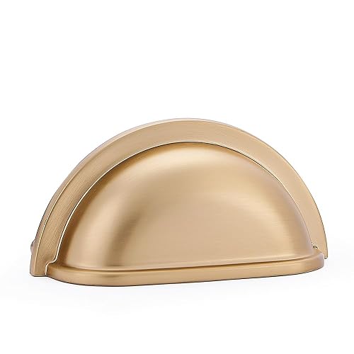 HARPOON Bin Cup Drawer Handles Hardware 10 Pack of Kitchen Cabinet Pulls, 3' Inch 76mm Champagne Gold