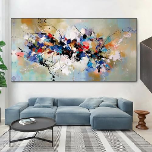 Art mural pour chambre et salon : peinture abstraite grand format 80x160cm