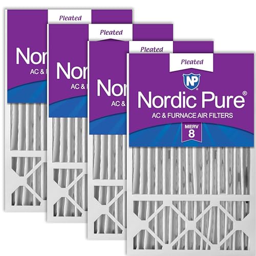 Image of Nordic Pure 16x25x5 Honeywell /Lennox Replacement MERV 8 Air Filters 4 Pack | Actual Size: 15 3 /4 x 24 3 /4 x 4 3 /8 Made in USA, Standard HVAC Filtration, Larger Airborne Particles, Lint, Dust & Pollen
