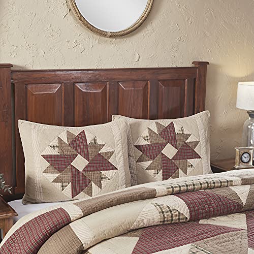 VHC-Brands-Cider-Mill-Standard-Patchwork-Sham-Tan-Red-21x27 VHC Brands Cider Mill Standard Patchwork Sham Tan Red 21×27