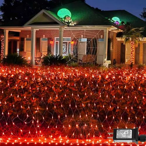 Filet lumineux orange 360 DEL lumière brousse extérieure en maille pour Halloween