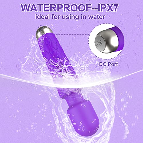 Kabelloser Massagestab, 20 Intensiv Vibrationsmodi, 8 Kraftvolle Geschwindigkeiten, USB Elektrische Handmassagegeräte, Wasserdicht Massagestab Lila, Für Schulter Nacken Entspannung Rückenmassagegerät. - Image 7