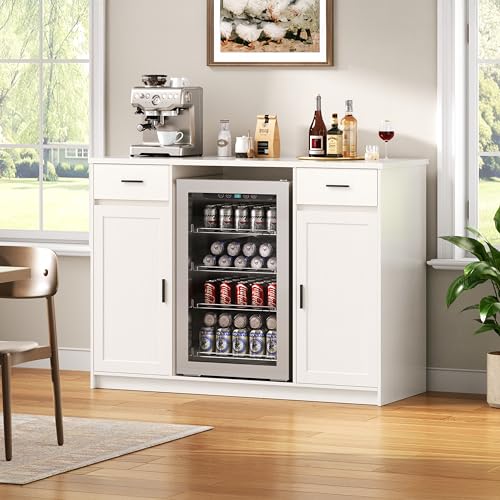 Herture Mini Fridge & Wine Cabinet, White, 24