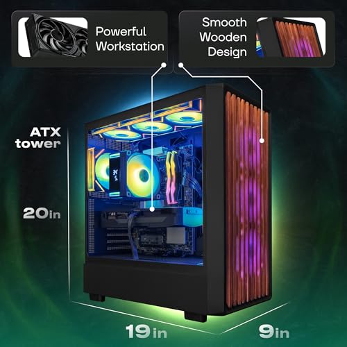 Image of Terra Plus Gaming PC Desktop Computer, Intel Core i7 14700K, Radeon RX 9060 XT, 64GB DDR5, 4TB SSD, Tower Fan Black, Windows 11 Home, RGB Lighting, WiFi, Ready to Use