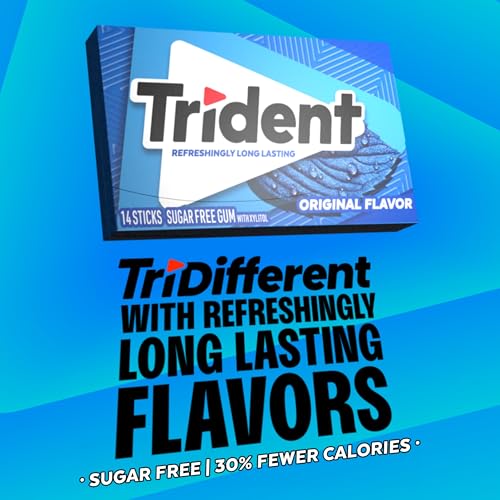 Image of Trident Flavor Sugar Free Gum Packs of 14 Pieces Total Pieces, Original, 168 Count, (Pack of 12)