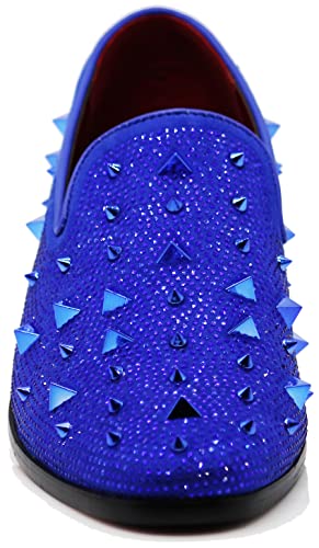 Image of SPK24 Men Vintage Spikes Sparkle Formal Tuxedo Stage Fashion Slip On Loafer Dress Shoes