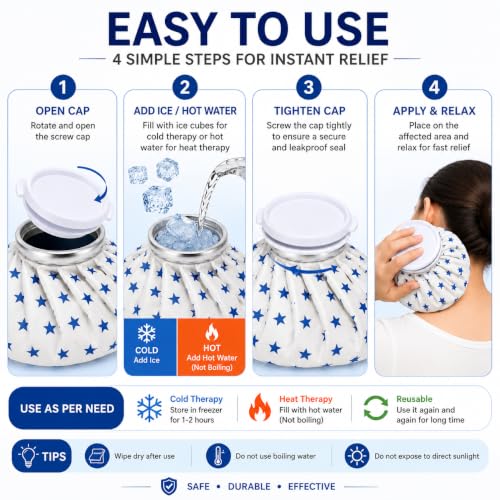 Image of Zollyss Reusable Ice Bag for Injuries | Hot & Cold Therapy Ice Pack for Knee, Shoulder, Back Pain, Sports Injury, Swelling, Toothache & Headache | Leakproof Cold Compress | 9 Inch (Pack of 1)