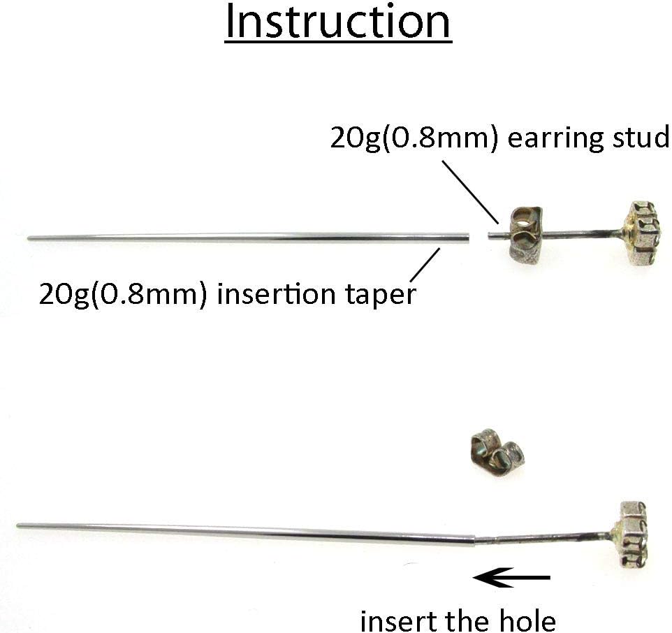 22G/20G/18G/16G/14G/12G/10G/8G/6G 316L Steel Taper Insertion Pin for Ear/Nose/Navel/Nipple/Lip/Eyebrow Stretcher, Body Piercing Stretching Kit Assistant Tool
