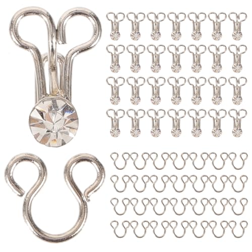 Operitacx 20Pcs Diamond Style Metal Sewing Hooks and Eyes Closure for Cheongsam Bra Clothing DIY Projects 0.67 Inch Invisible Fasteners