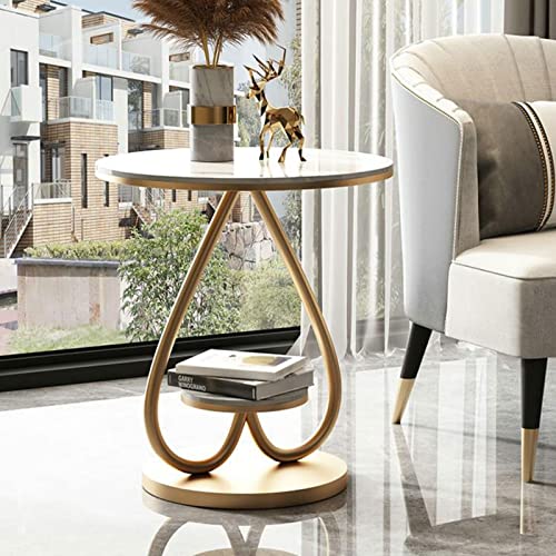 Table d'appoint à 2 niveaux avec étagères en métal pour optimiser les petits espaces