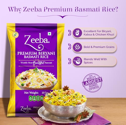 Image of Zeeba Premium Biryani Rice 10 Kg, Chef's Choice, Restaurant Style, Extra Long Grains (Cooked length upto 26mm*)
