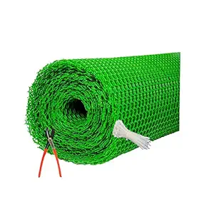 MESH Masters UV Stabilized Garden Fencing Net_Tree Guard Net_Anti Bird Net_PVC Virgin HDPE_3.3 Feet Height X 10 Feet Length_Green Color_800 GSM with 1 Cutter and 50 PVC Tags MMFI2