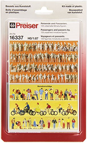 Preiser 16337 Unpainted Figure Set Passengers & Passers by Package(120) HO Model Figure