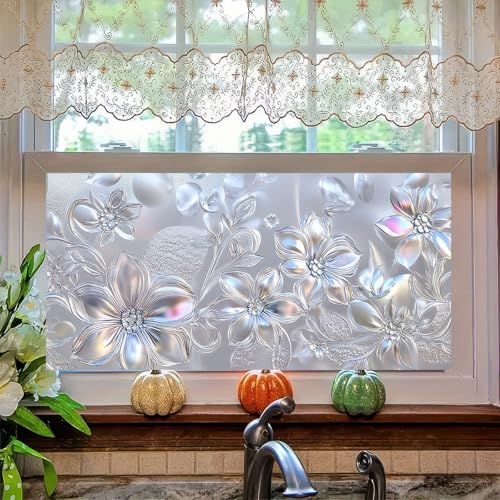 Película para ventana con flores multicolor 39.3×17.7 pulg miniatura 5