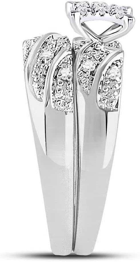 Jewels By Lux 10K White Gold His Hers Round Diamond Square Matching Wedding Set 1/3ctw, Womens Size 5-9, Mens Size 8-12