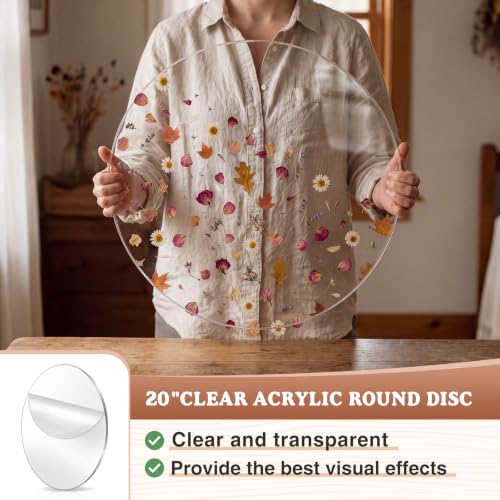 Image of Gisafai 2 Pcs 20 Inch Large Clear Acrylic Round Disc, 1 /8 Inch Thick Glass Circle Sheets with Protective Film, Transparent Acrylic Panels for DIY Projects, Crafts, Cake Displays and Tabletop