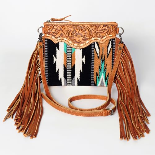 American Darling Cross Body Hand Tooled Hair On Genuine Leather Women's Western Handbag2