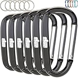 GORILLA GRIP 3 Inch Heavy Duty Aluminum Carabiner Clip, 6 Pack Clips Holds 170lbs, Rust and Scratch-Resistant Mini Keychain Carabiners for Keys, Small Ring Chain Hooks Bag Backpack Purse, Black