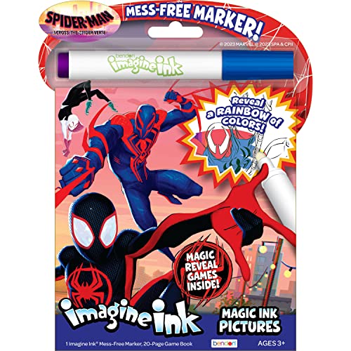 Marvel Bendon 53820 Spider-Man: Across The Spider-Verse 20-seitige Tinte, schmutzfreier Malblock mit Marker, Bendon