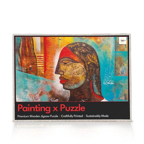 Image of The Sindoor (सिंदूर) Lady 500 Pieces Premium Wooden Jigsaw Puzzle for Adults & Kids 12+ | Original Indian Artwork Painting Puzzle with Unique Cuts | Mindfulness Brain Game | Gift Item
