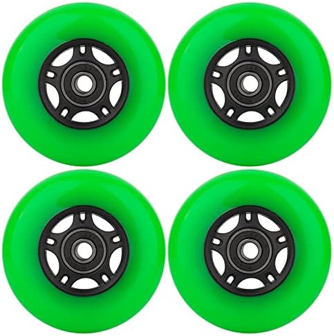 WHEELCOME Inline Skate Wheels with Bearings ABEC-9 and Floating Spacers for Blades Roller Hockey Skates, 85A Indoor & Outdoor, 64mm/70mm/72mm/76mm/80mm Dia, 4-Pack (Green, 80mm)