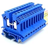 Erayco UK2.5N-BL DIN Rail Terminal Block, Screw Clamp, 600V 20A 24-12AWG, Pack of 100