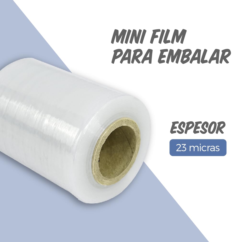 CHELY INTERMARKET Film de Embalaje Uso Industrial y para Paletizar, Rollo de Film Resistente de Plástico para Mudanzas y Envíos (Mini Transparente, 6 unidades)
