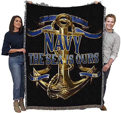 Pure Country Weavers PCW - US Navy - The Sea is Ours 2 Blanket - Gift Military Tapestry Throw Woven from Cotton - Made in the USA (72x54)