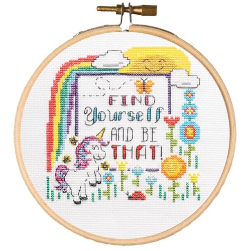 LEISURE ARTS Cross Stitch Kits 7" Find Yourself Cross Stitch Kit