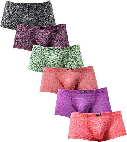 IKINGSKY Men's Pouch Boxer Briefs Stretch Shorts Underwear Colorful Bulge Trunk Underpanties (Medium, 6 Pack)