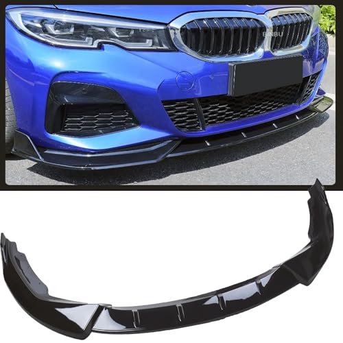 MUCO 3pcs Front Bumper Lip Spoiler Kit Compatible with BMW G20 330 3 Series M Sport 2018 2019 2020 2021 2022 2023 Gloss Black M-Performance Front Bumper Lip Spoiler Lip Lower Bumper Body
