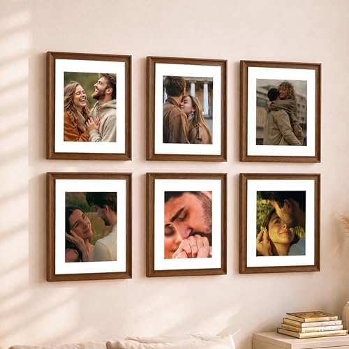 Image of Art Street Wooden Photo Frame for living room, Aesthetic Cave Design Photo Frames for Photograph, Art Work, Certificates Set of 6 (8x10 Inch, Brown)