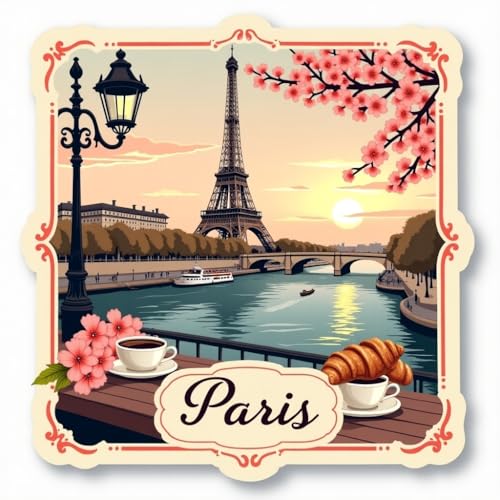 Image of Naxon Paris City Theme Souvenir Wooden Fridge Magnet | Eiffel Tower Design 3x3 Inch Stylish Refrigerator Magnet for Kitchen & Home Decor | Travel Souvenir Gift from Paris | Pack of 1