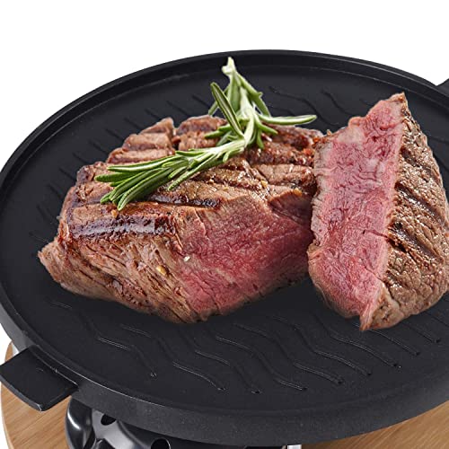 Artestia Non-Stick Cast Aluminum Grill Plate, Smokeless Indoor Table Grills With Bamboo Platter, Tabletop Cooker For Bbq Party, Cook Meat, Viggies, Two Rechauds #TOP3