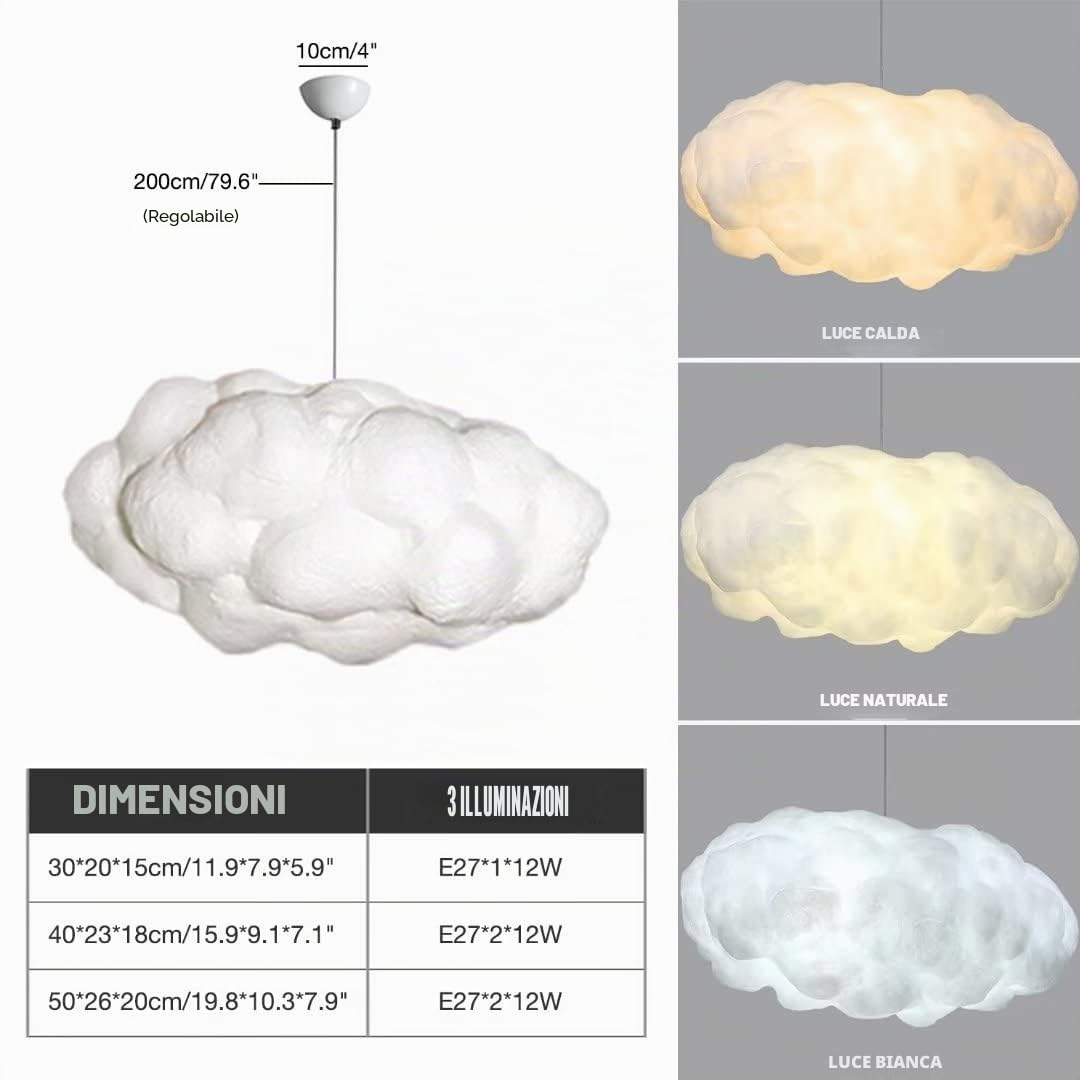 3D Creativo Nuvole di Cotone Lampada a Sospensione Nuvola Plafoniera Lampada da Soffitto Atmosfera Decorativa Nuvole Lampadario per Camera da Letto, Soggiorno, Negozio, 3 Illuminazioni