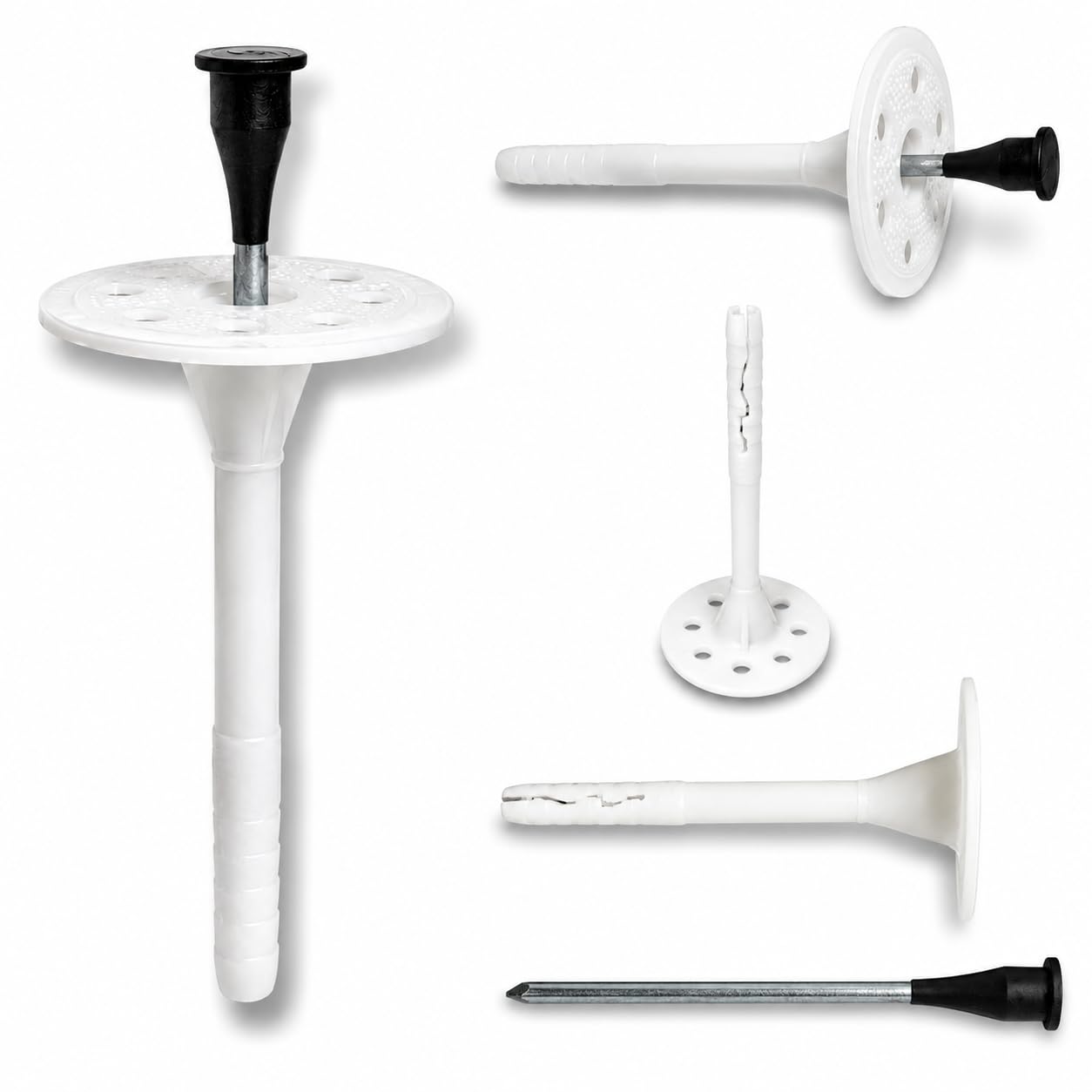 SET WDVS (Ø10x260mm tasselli isolanti con chiodo in plastica 100pz + Rondelle in polistirolo EPS Ø67x16mm 100pz + Fresa per polistirolo 1pz) Tasselli per facciata per isolamento termico ETA