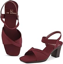 XE Looks Women's Elegant Heels | Block Heel Sandals with Stretchable Straps | Lightweight & Durable | Comfortable Cushioned Sole Heels For Girls & Women