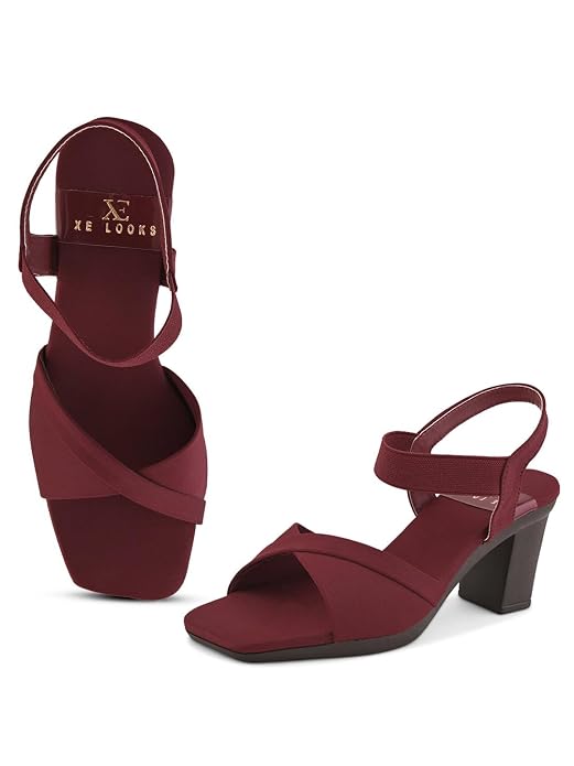 Women's Elegant Heels | Block Heel Sandals with Stretchable Straps Women's Elegant Heels | Block Heel Sandals with Stretchable Straps - Create Your Perfect Look with Our Purple Set Guide