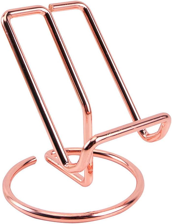 Teensery 1 Pack Metal Wire Frame Holder Stand Tabletop Display Stand for Picture Photo Book Cellphone Pad (Rose Gold)