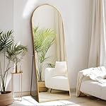 Sweetcrispy 64"x21" Arched Full Length Mirror, Standing or Leaning Full Body Mirror with Aluminum Alloy Thin Frame, Suitable for Bedroom or Cloakroom,Gold