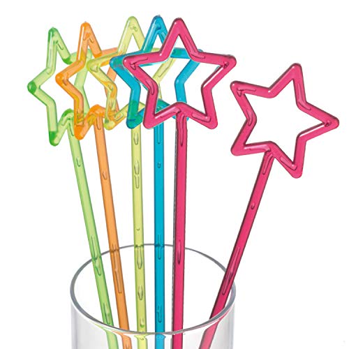 Star Head Stirrer Disposible Plastic Round Top Crystal Swizzle Sticks,Crystal Cake Pops, Cocktail Coffee Drink Stirrers 30 Pieces(Multicolor) #TOP7