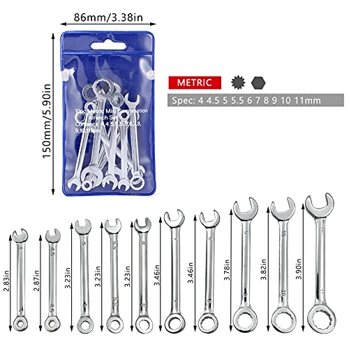 Qyqrqf Mini Wrench Set Open End Wrench Combination Wrench Sets With Chain Ring Metric Type Wrenches (10Pcs) #TOP3