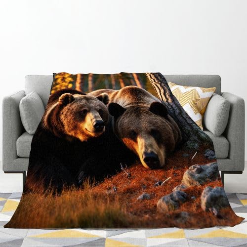 Mantas para Sofas Grandes 220x240 Oso Pardo Animal, Manta Termica Franela Mantilla Felpa para Cama 135/150, Mantitas Polar Suave y Cálida para Perro Mascota Habitacion Dormitorio_A1709