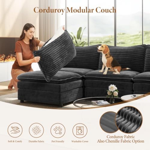 Image of Vesgantti 169 inch U Shaped Sectional Modular Couch, Comfy Cloud Sofa, Grey