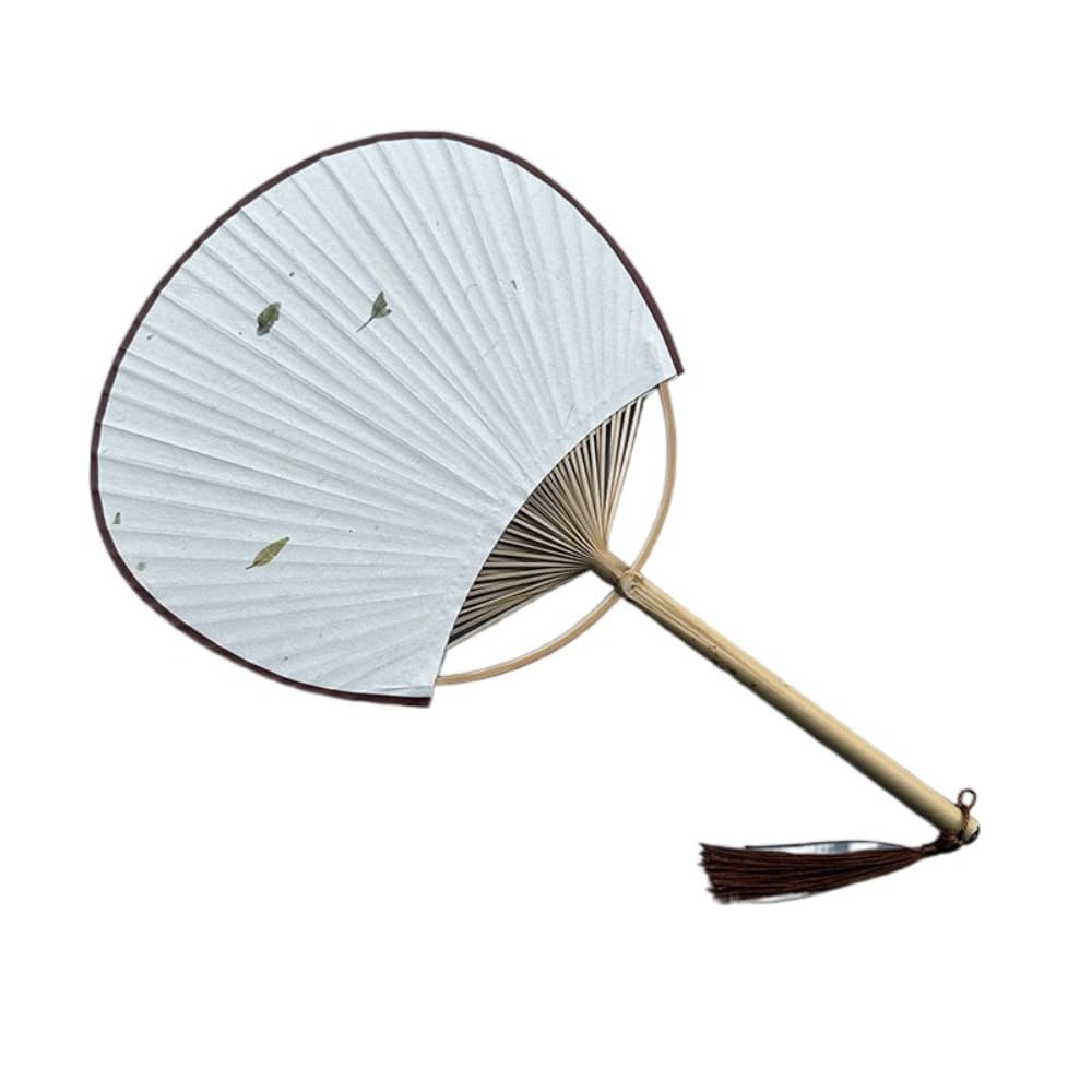 ZFPKXHVMG Bamboo Woven Fan, Blank Paper Fan With Tassels Bamboo Handle Chinese Style DIY(Color5)