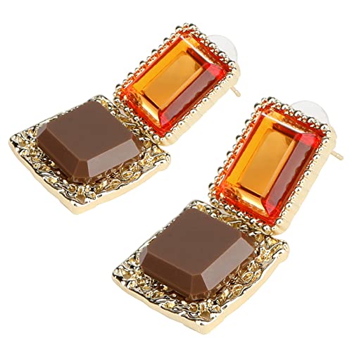 Boucles d’oreilles Femme Fantaisie, Cadeau pour Amies/Epouse/Maman,Alliage acrylique Aiguille en Argent 925 Boucles d'oreilles brillantes respectueuses de la peau (E1898) (carré) Cover