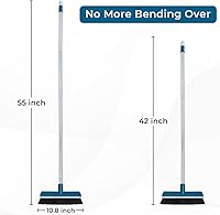 Vista 4 de Cepillos de cerdas rígidas para cubiertas para fregar de servicio pesado con espátula de goma, cepillo de limpieza de mango largo de 142 cm