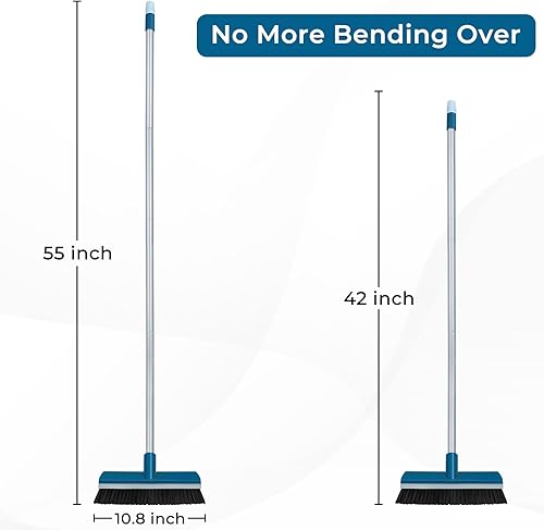 Miniatura 4 de Cepillos de cerdas rígidas para cubiertas para fregar de servicio pesado con espátula de goma, cepillo de limpieza de mango largo de 142 cm